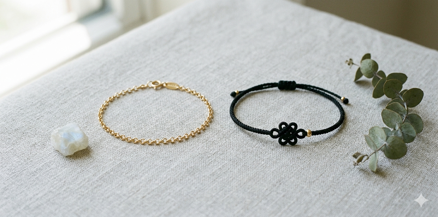 gold bracelet vs string bracelet