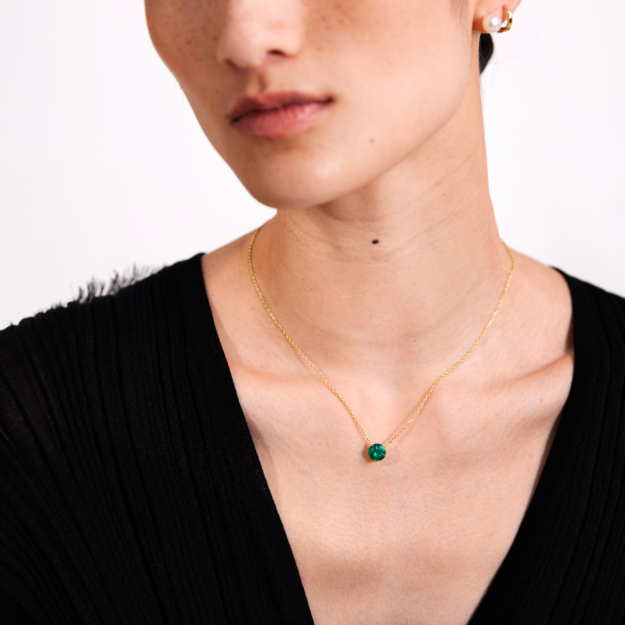 Floating Glint Sapphire Necklace - Chain Version