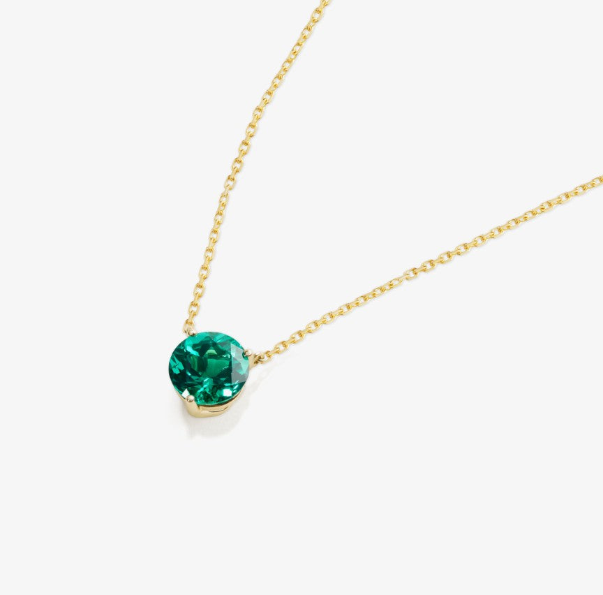 Gold necklace with lab grown emerald
