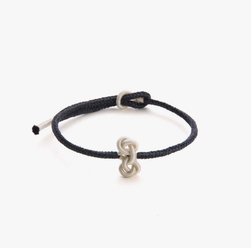 Black string bracelet with white wenchang knot as gift for kids