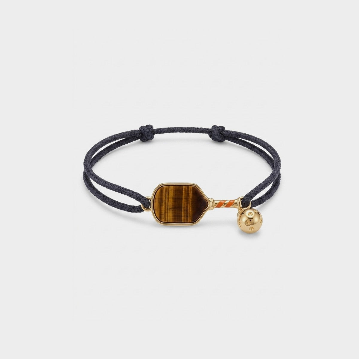 Black aramid fiber string bracelet with a obsidian pickleball paddle charm