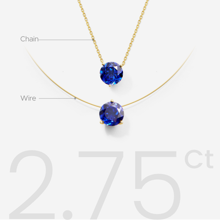 Floating Glint Sapphire Necklace - Chain Version