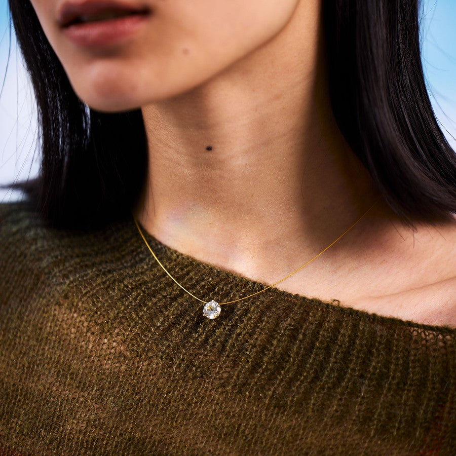 Floating Glint Sapphire Necklace - Wire Version