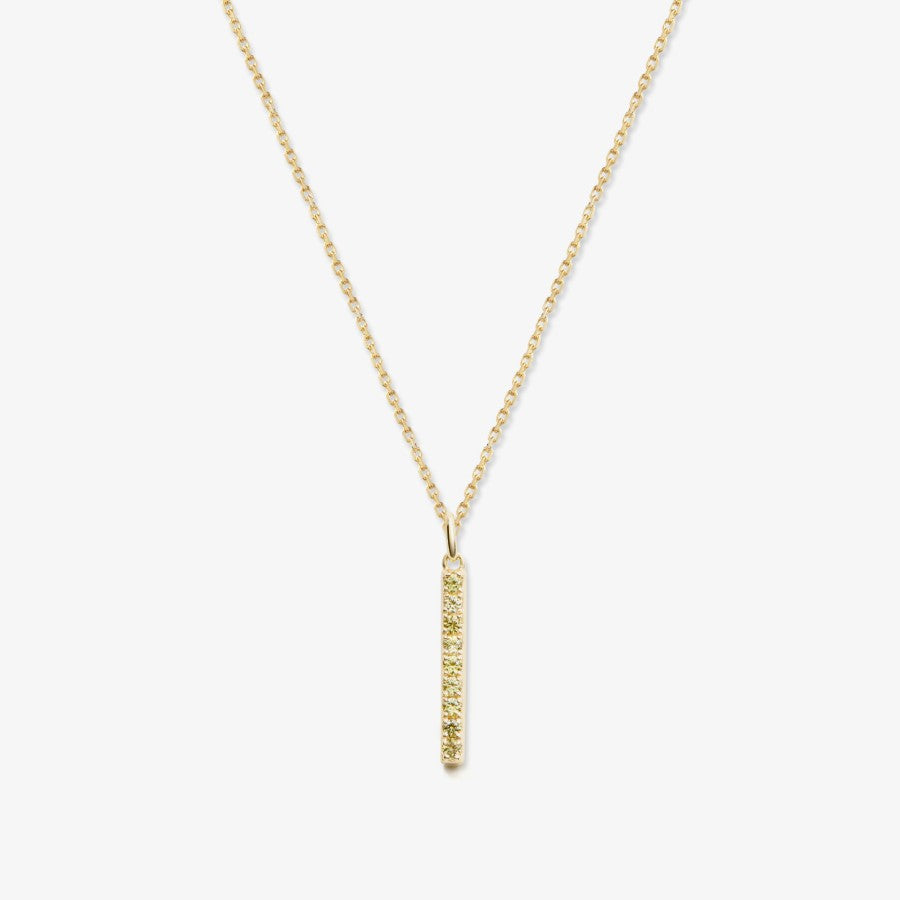 Gold bar necklace with yellow sapphires