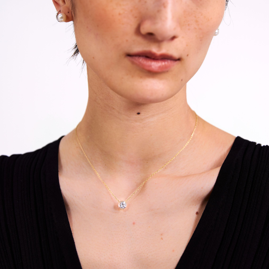 Floating Glint Sapphire Necklace - Chain Version