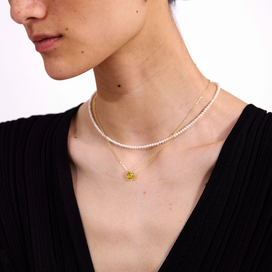 Floating Glint Sapphire Necklace - Chain Version