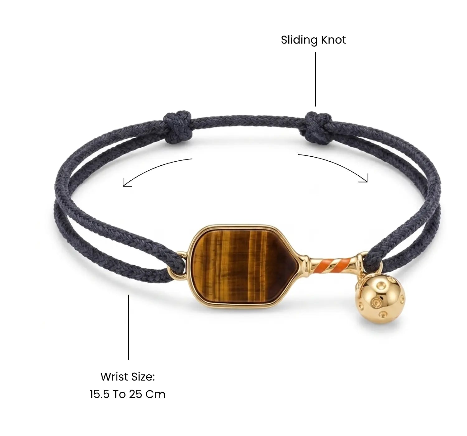 Bracelet with tiger eye stone and gold accents on a white background