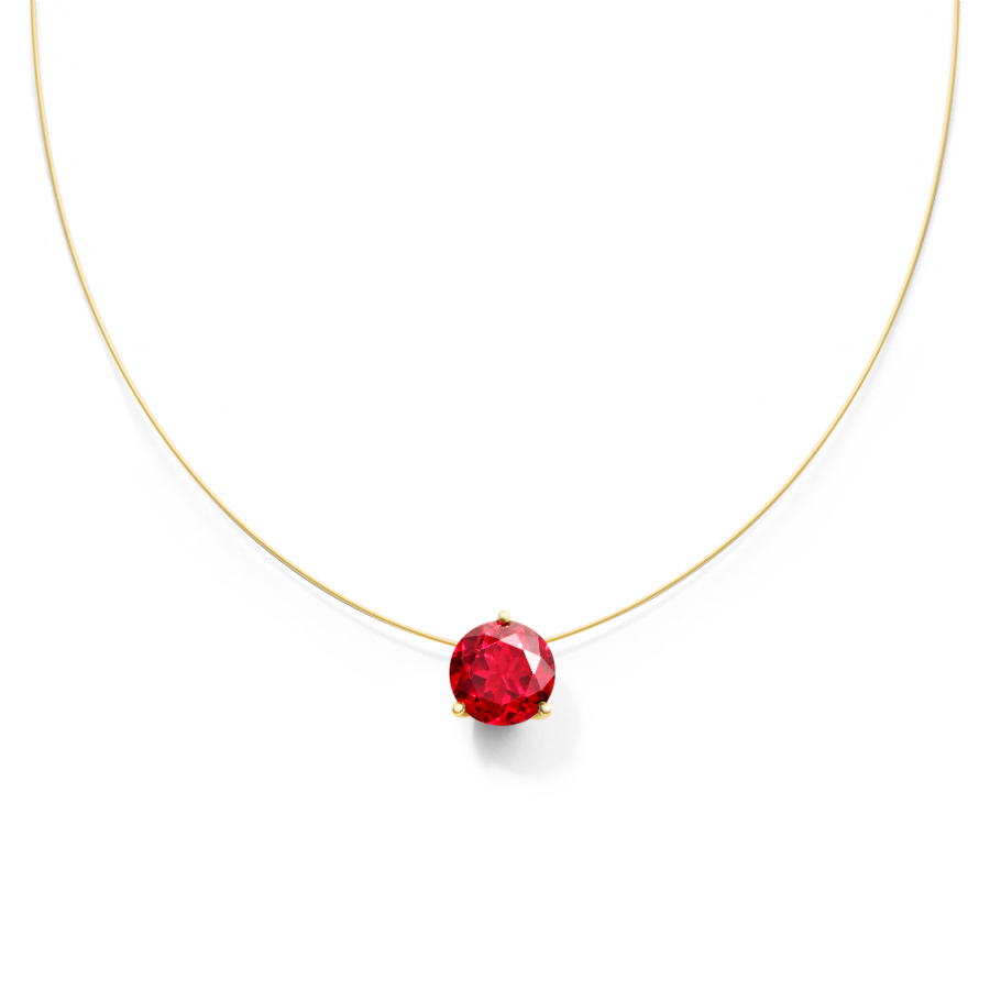 nylon wire necklace with lab grown ruby