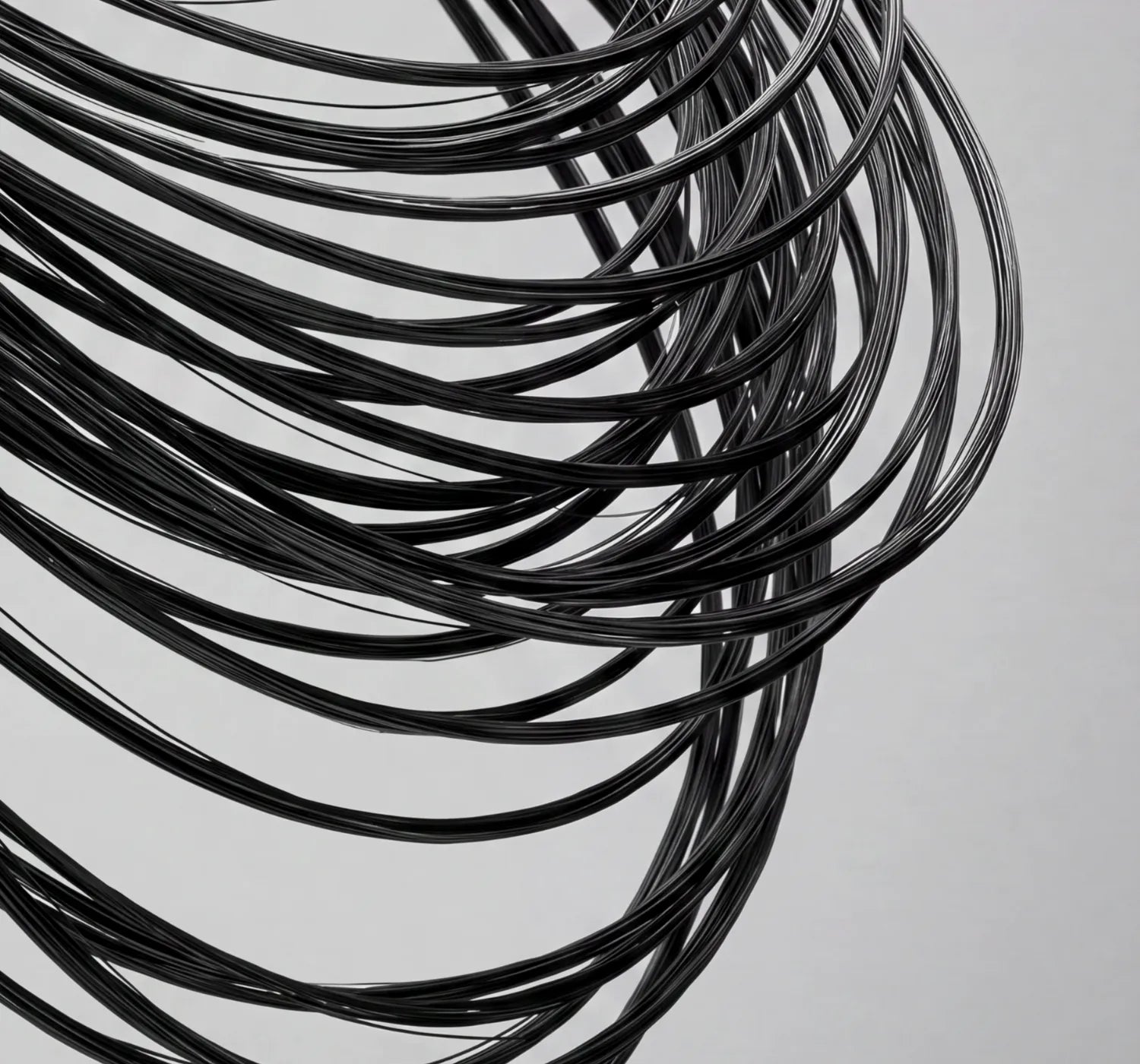 Close-up of black aramid fiber strings