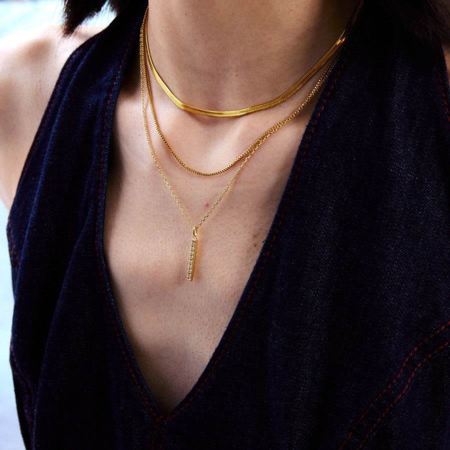 Geometric Glint Sapphire Necklace