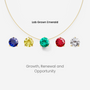 Necklace with lab-grown gemstones on a white background